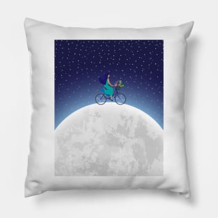 Bike ride around the moon Pillow