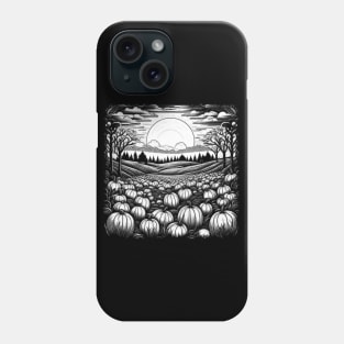 Vintage Retro White Night Of Pumpkins in the Patch Phone Case