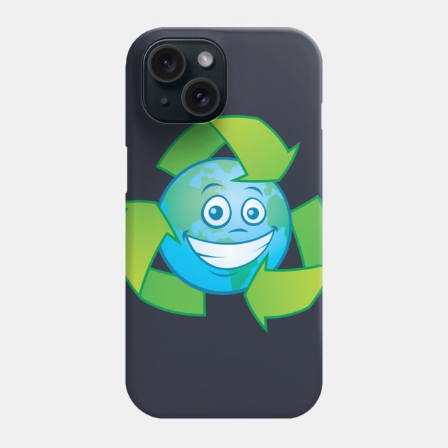 Planet Earth Recycle Cartoon Character Phone Case by fizzgig