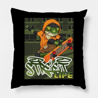 Frog, Skateboard, Skater, City, Reptile, Halfpipe Pillow