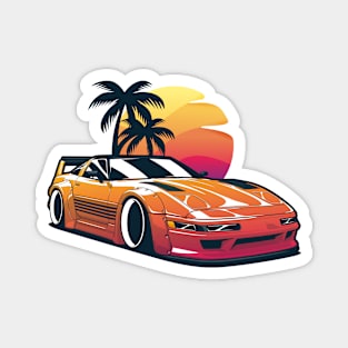 Orange Corvette C4 Sunset and Palms Magnet