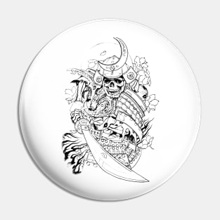 Hand-drawn with pencil samurai with snake design. Pin