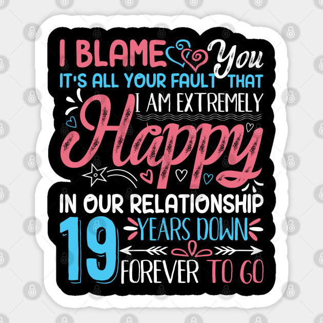 19th Wedding Anniversary Romantic Couple Matching Husband Wife 19th Wedding Anniversary Sticker Teepublic