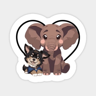 Elephant and Dog Friends Magnet