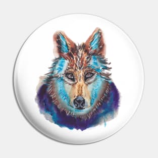 Wolf Watercolor Hand Drawn Pin