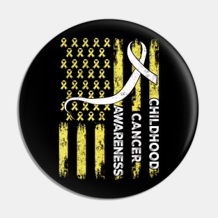 Go Gold - Childhood Cancer Awareness Distressed USA flag Pin