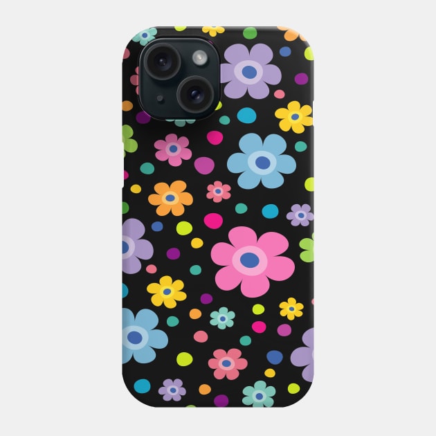 Colorful Hippy Flower Spring Pattern Phone Case by DragonTees