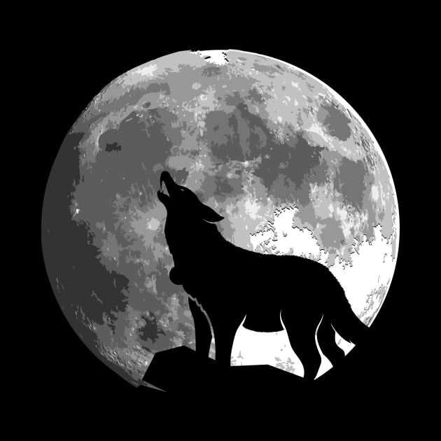 Wolf Silhouette on the moon gift for women and men by star trek fanart and more