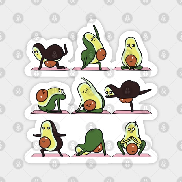 Pregnancy Avocado Yoga Magnet by huebucket