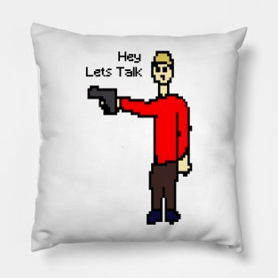 hey, Let's talk pixel art gunman Pillow