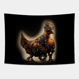 Robotic Steampunk Chicken Tapestry