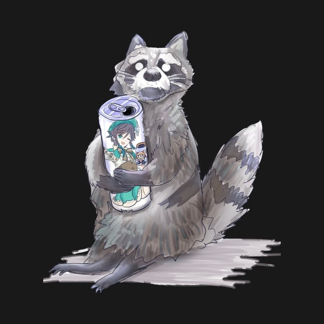 Racoon drinking Juice :3 by Stirni