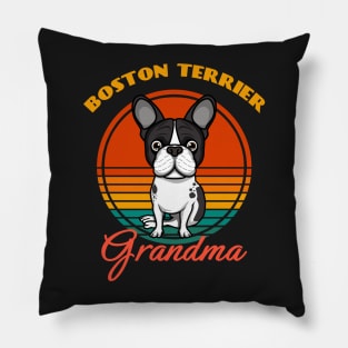 Boston Terrier Grandma Dog puppy Lover Cute Sunser Mother's Day Pillow