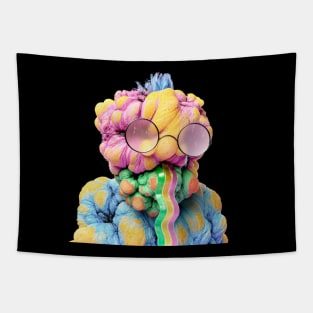 RAINBOW FUNNY FANTASY CREATURE WEARING GLASSES 3D Tapestry