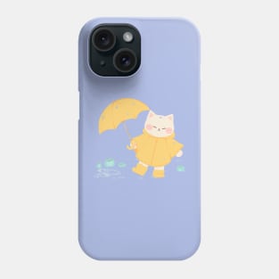Raincoat Cat and Frogs Phone Case