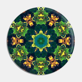 Psychedelic Kaleidoscope Yellow Blue and Green Pin