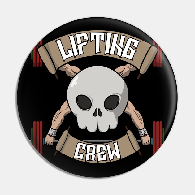 Weightlifting crew Jolly Roger pirate flag Pin by RampArt