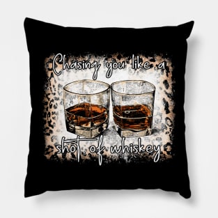 Chasing You Like A Shot Of Whiskey Leopard And Bull Skull Pillow