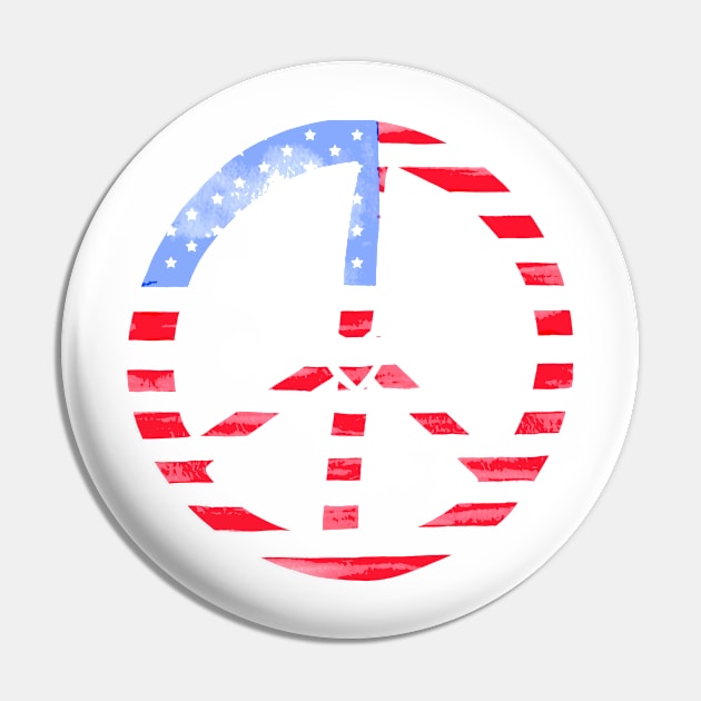 USA Peace Sign Flag Pin by crackdesign