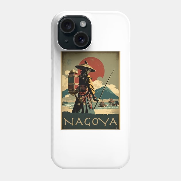 Nagoya Samurai Vintage Travel Art Poster Phone Case by OldTravelArt