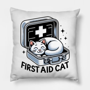 First Aid Cat Pun Nurse Doctor Healthcare Novelty Funny Cat Pillow