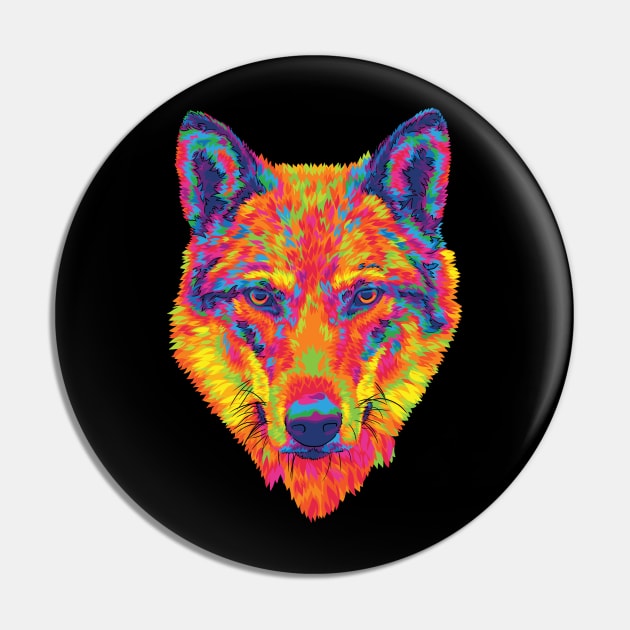 Rainbow Wolf Stare Pin by polliadesign