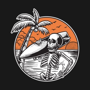 Skeleton Surfer at Sunset T-Shirt