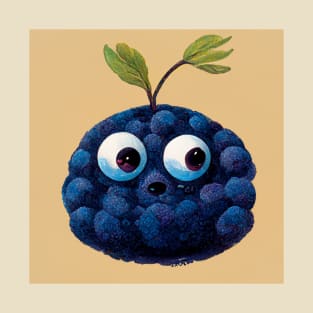 surprised blueberry cartoon looking to the side T-Shirt