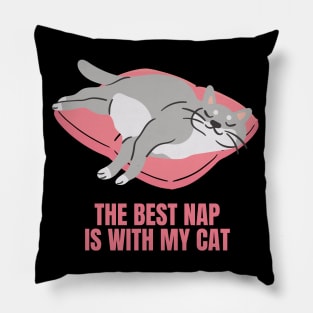 The Best Nap Is With My Cat Fun Design for Cat Lovers Pillow