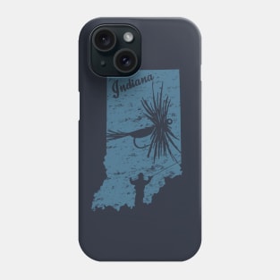 Indiana Distressed Fly Fishing State Map Phone Case