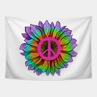 Rainbow flower with peace symbol Tapestry