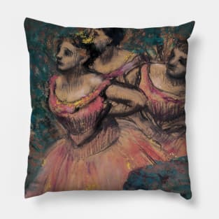 Three Dancers in Red Costume by Edgar Degas Pillow