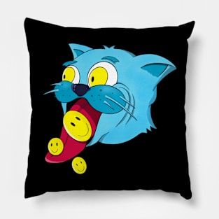 Blue Cat Smile Kitten Cartoon Pet Pillow