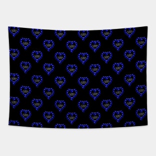 Love Heart in Blue Color Pattern Tapestry