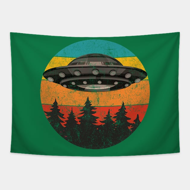 Retro UFO Flying Saucer Tapestry by vladocar