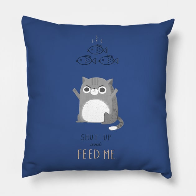 Hungry Cat (Colours) Pillow by jennso