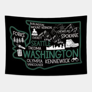 Washington Seattle cute map Tacoma Kennewick Forks Spokane Tapestry