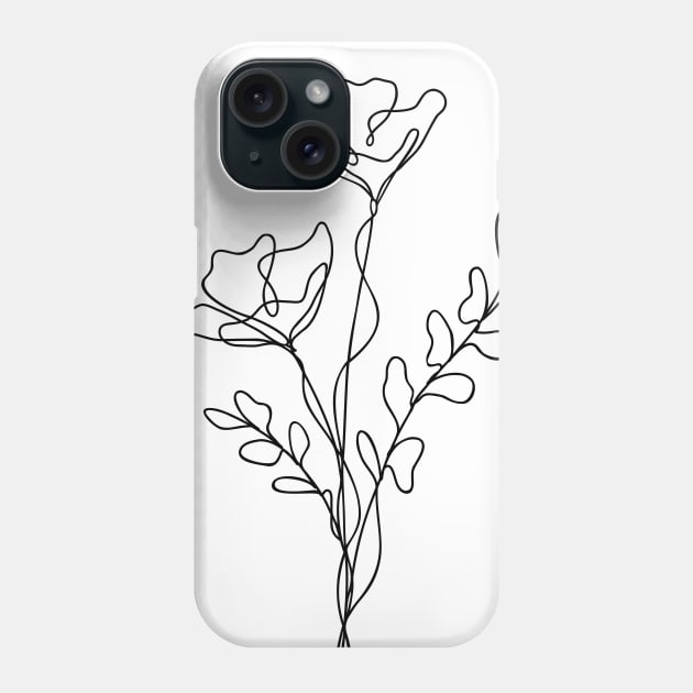 Wildflower Line Art | Floral Botanical Minimalist Lineart Phone Case by RachelFCreative