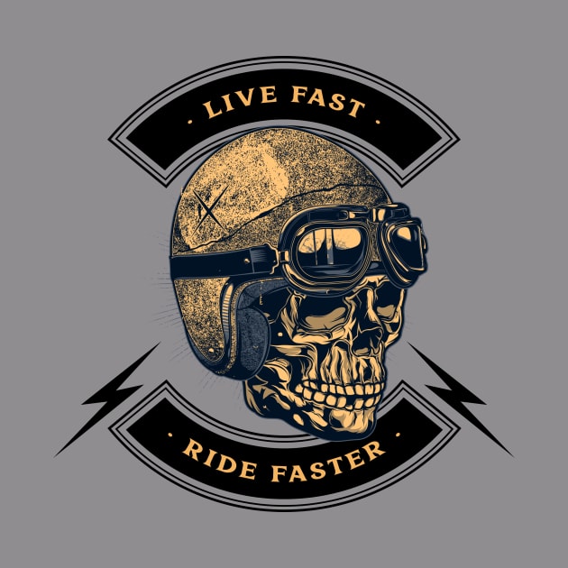 Live Fast Ride Faster - Biker by Tip Top Tee's