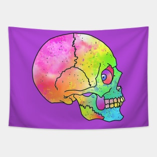 Colorful rainbow skull design Tapestry