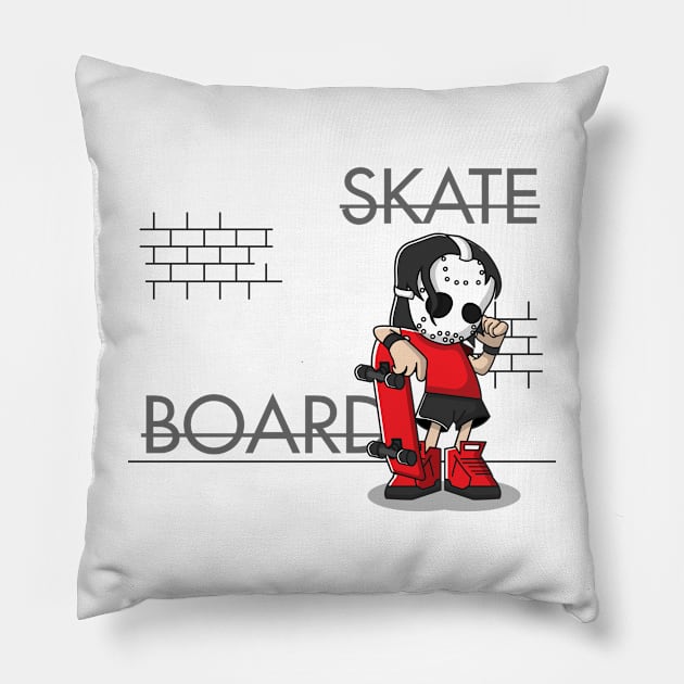 skateboard mask Pillow by fflat hds