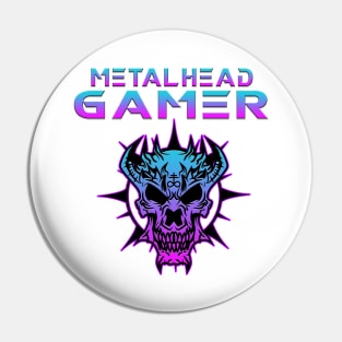 Metalhead Gamer Demon Skull Blue Tone Pin