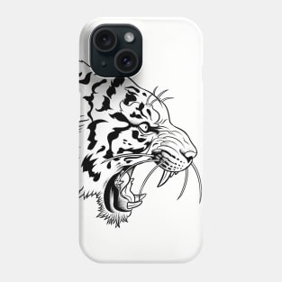 Angry tiger with India ink Phone Case