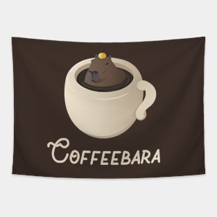 Funny Capybara Coffee Puns ~ Coffeebara Tapestry