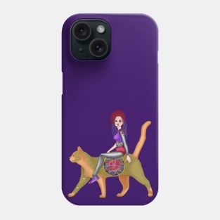 Girl and  red cat. Cyber witch. Cyberpunk Phone Case