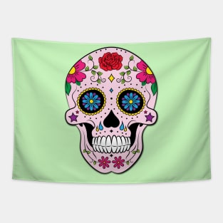 Pink Sugar Skull Design Tapestry