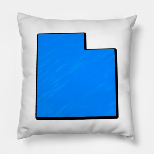 Bright Blue Utah Outline Pillow
