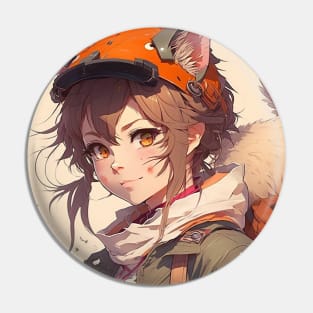 Illustration of woman cat looking at the camera in anime style Pin