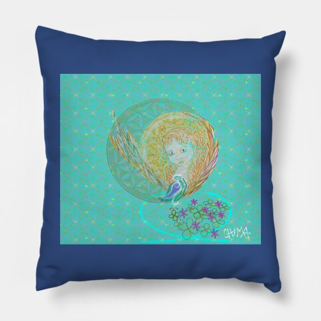 Angel child owl Pillow by shimaart