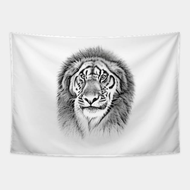 abstract graphic lion art Tapestry by TriForceDesign